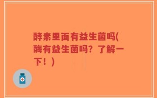 酵素里面有益生菌吗(酶有益生菌吗？了解一下！)