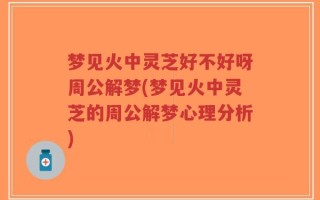 梦见火中灵芝好不好呀周公解梦(梦见火中灵芝的周公解梦心理分析)