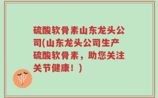 硫酸软骨素山东龙头公司(山东龙头公司生产硫酸软骨素，助您关注关节健康！)