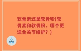 软骨素还是软骨粉(软骨素和软骨粉，哪个更适合关节维护？)