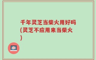 千年灵芝当柴火用好吗(灵芝不应用来当柴火)
