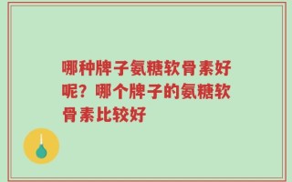哪种牌子氨糖软骨素好呢？哪个牌子的氨糖软骨素比较好