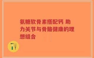 氨糖软骨素搭配钙 助力关节与骨骼健康的理想组合