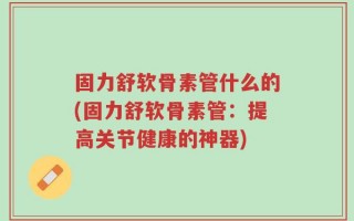 固力舒软骨素管什么的(固力舒软骨素管：提高关节健康的神器)