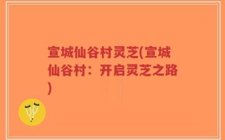 宣城仙谷村灵芝(宣城仙谷村：开启灵芝之路)