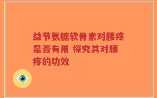 益节氨糖软骨素对腰疼是否有用 探究其对腰疼的功效