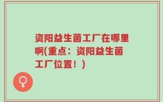 资阳益生菌工厂在哪里啊(重点：资阳益生菌工厂位置！)