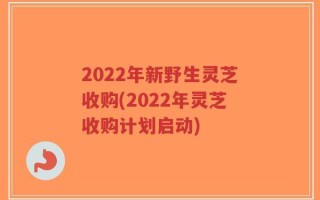 2022年新野生灵芝收购(2022年灵芝收购计划启动)