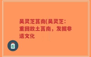 吴灵芝莒南(吴灵芝：重回故土莒南，发掘非遗文化