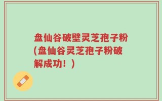 盘仙谷破壁灵芝孢子粉(盘仙谷灵芝孢子粉破解成功！)