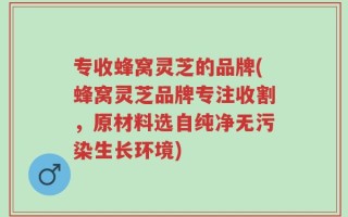专收蜂窝灵芝的品牌(蜂窝灵芝品牌专注收割，原材料选自纯净无污染生长环境)
