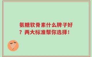 氨糖软骨素什么牌子好？两大标准帮你选择！