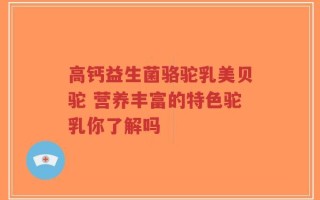 高钙益生菌骆驼乳美贝驼 营养丰富的特色驼乳你了解吗