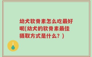 幼犬软骨素怎么吃最好呢(幼犬的软骨素最佳摄取方式是什么？)