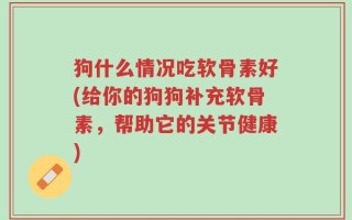 狗什么情况吃软骨素好(给你的狗狗补充软骨素，帮助它的关节健康)
