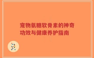 宠物氨糖软骨素的神奇功效与健康养护指南