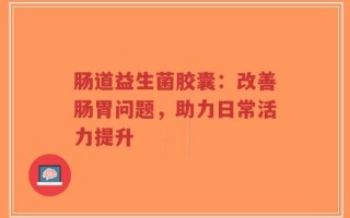 肠道益生菌胶囊：改善肠胃问题，助力日常活力提升
