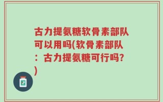 古力提氨糖软骨素部队可以用吗(软骨素部队：古力提氨糖可行吗？)