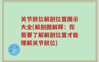 关节脱位解剖位置图示大全(解剖图解释：你需要了解解剖位置才能理解关节脱位)