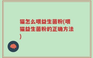 猫怎么喂益生菌粉(喂猫益生菌粉的正确方法)