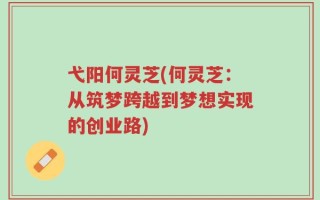 弋阳何灵芝(何灵芝：从筑梦跨越到梦想实现的创业路)