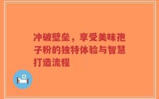 冲破壁垒，享受美味孢子粉的独特体验与智慧打造流程