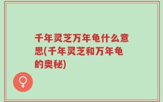 千年灵芝万年龟什么意思(千年灵芝和万年龟的奥秘)
