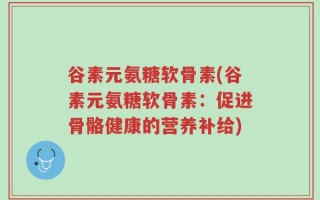 谷素元氨糖软骨素(谷素元氨糖软骨素：促进骨骼健康的营养补给)