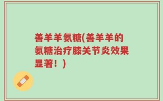 善羊羊氨糖(善羊羊的氨糖治疗膝关节炎效果显著！)