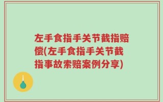 左手食指手关节截指赔偿(左手食指手关节截指事故索赔案例分享)