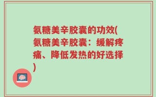 氨糖美辛胶囊的功效(氨糖美辛胶囊：缓解疼痛、降低发热的好选择)