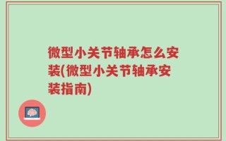 微型小关节轴承怎么安装(微型小关节轴承安装指南)