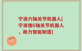 宁波六轴关节机器人(宁波推6轴关节机器人，助力智能制造)
