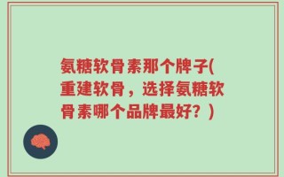 氨糖软骨素那个牌子(重建软骨，选择氨糖软骨素哪个品牌最好？)