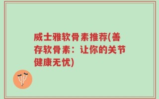 威士雅软骨素推荐(善存软骨素：让你的关节健康无忧)