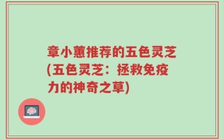 章小蕙推荐的五色灵芝(五色灵芝：拯救免疫力的神奇之草)