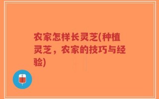 农家怎样长灵芝(种植灵芝，农家的技巧与经验)