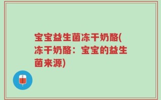 宝宝益生菌冻干奶酪(冻干奶酪：宝宝的益生菌来源)