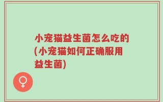 小宠猫益生菌怎么吃的(小宠猫如何正确服用益生菌)