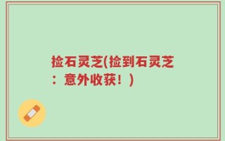捡石灵芝(捡到石灵芝：意外收获！)