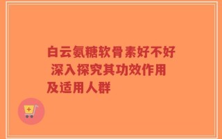 白云氨糖软骨素好不好 深入探究其功效作用及适用人群
