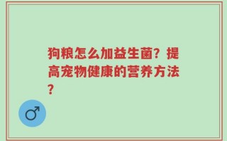 狗粮怎么加益生菌？提高宠物健康的营养方法？