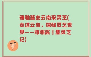 雅雅酱去云南采灵芝(走进云南，探秘灵芝世界——雅雅酱採集灵芝记)