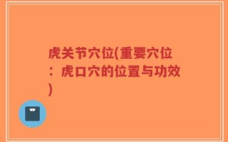虎关节穴位(重要穴位：虎口穴的位置与功效)