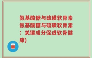 氨基酸糖与硫磺软骨素氨基酸糖与硫磺软骨素：关键成分促进软骨健康)