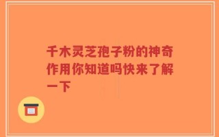千木灵芝孢子粉的神奇作用你知道吗快来了解一下