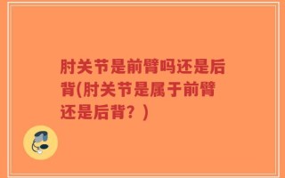 肘关节是前臂吗还是后背(肘关节是属于前臂还是后背？)