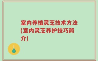 室内养植灵芝技术方法(室内灵芝养护技巧简介)