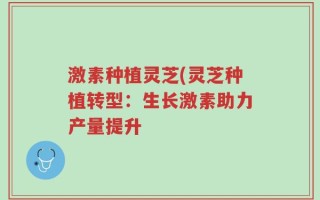激素种植灵芝(灵芝种植转型：生长激素助力产量提升