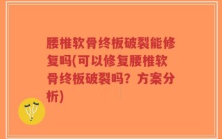 腰椎软骨终板破裂能修复吗(可以修复腰椎软骨终板破裂吗？方案分析)
